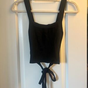 Urban Outfitters Knitted Tie Waist Crop Top - Black, M